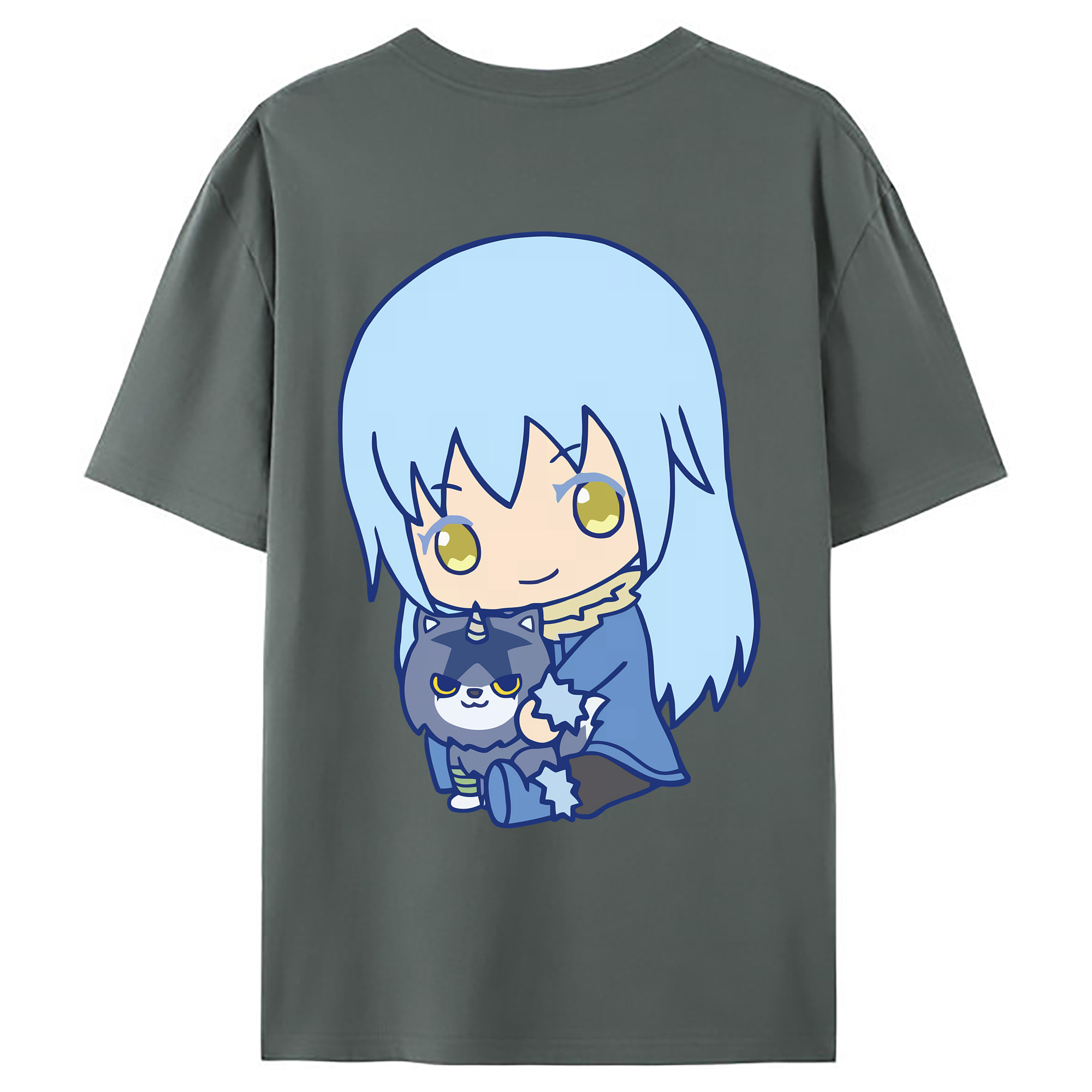 （画像用） 転スラ Regarding Reincarnated to Slime 綿100％ メンズ半袖Tシャツ（バックプリント） 通気性